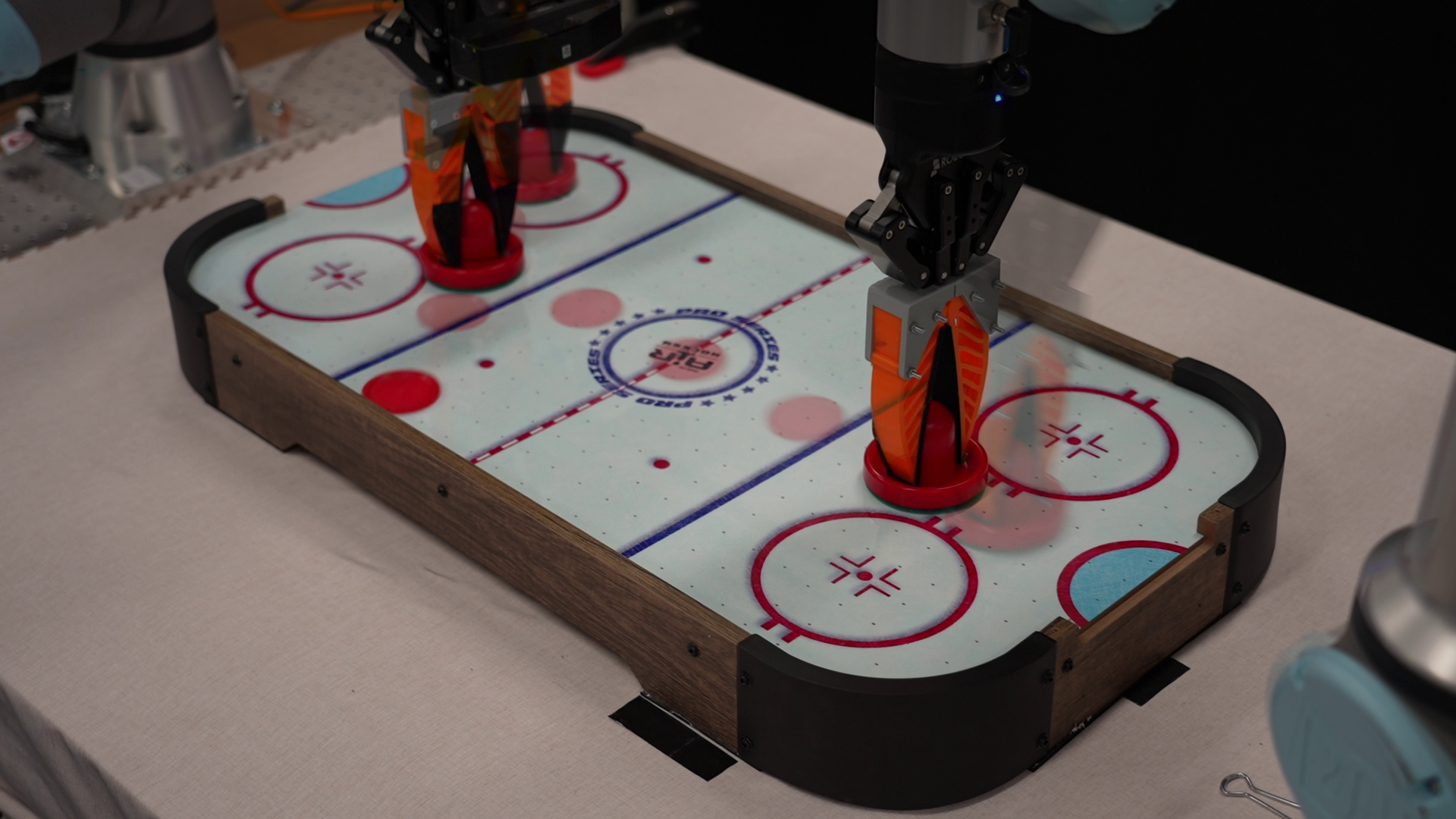 Real-world air hockey defend setup
